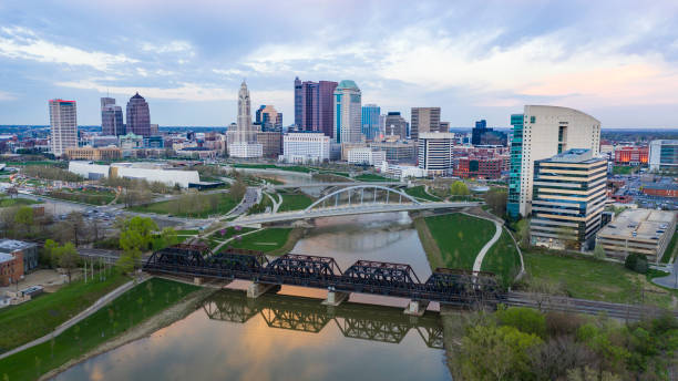istock Aerial View over the Columbus Ohio Skyline Featuring Scioto River 1171868664