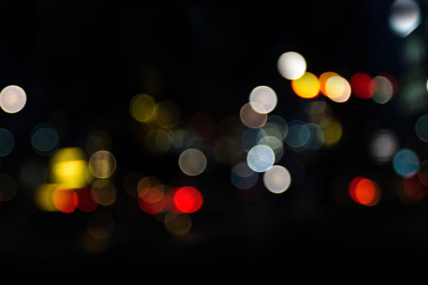 Defocused street lights background. Multicolor bokeh.