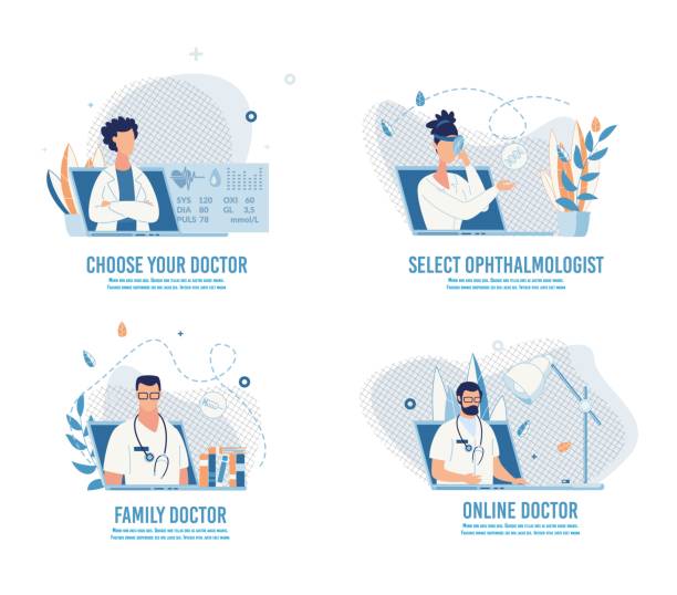 Choose Doctor And Make Appointment Online Set Stock Illustration - Download  Image Now - Doctor, Patient, Characters - iStock