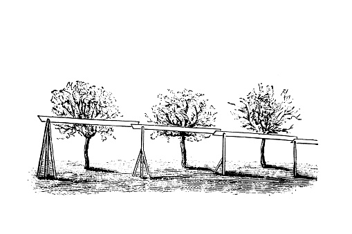 Illustration of a Irrigation system with planks