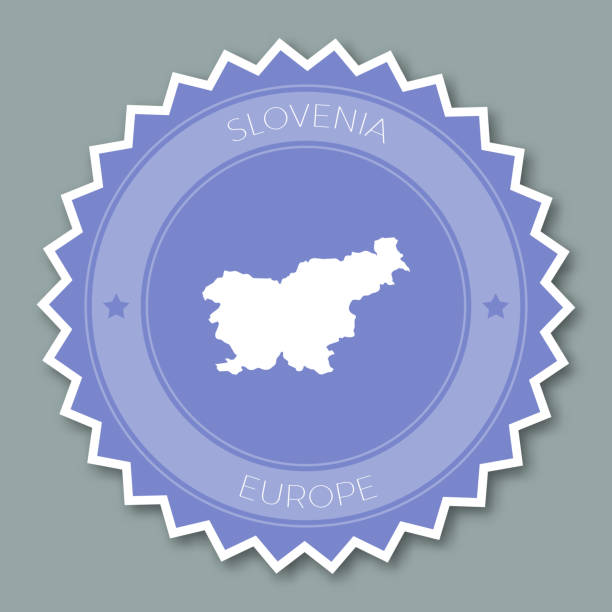 ilustrações de stock, clip art, desenhos animados e ícones de slovenia badge flat design. - 13448