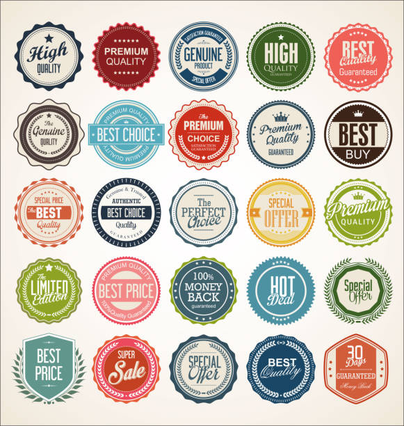 ретро винтажный значок и коллекция этикеток - award badge label computer icon stock illustrations