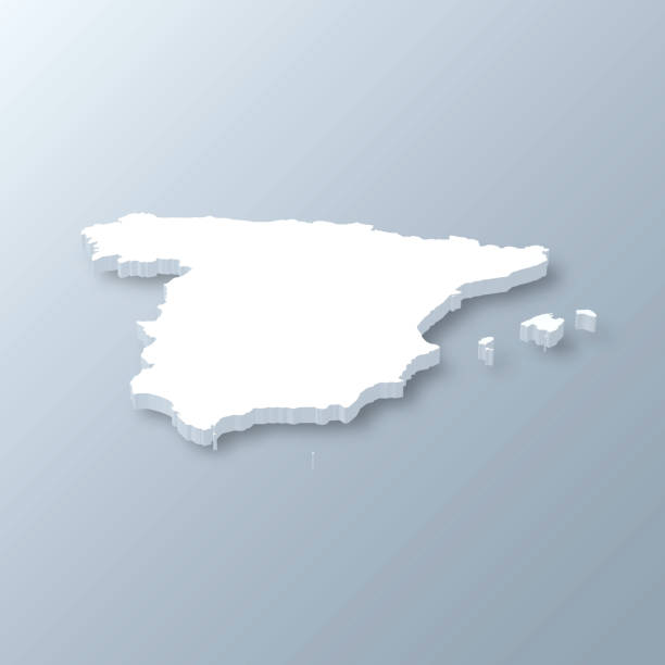 灰色背景上的西班牙 3d 地圖 - spain 幅插畫檔、美工圖案、卡通及圖標