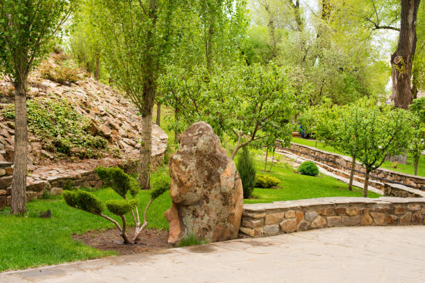 istock Green Park for walks with stone fences 1171877150