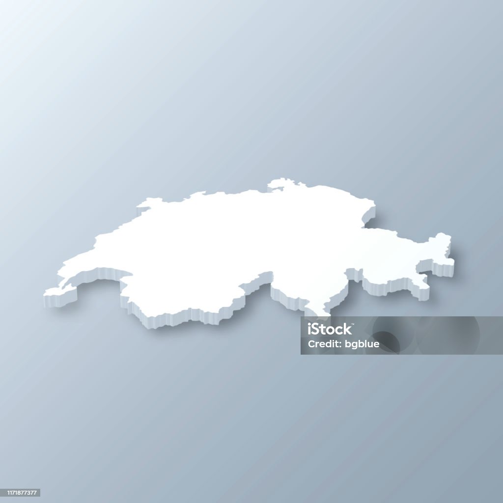 Switzerland 3D Map on gray background 3D map of Switzerland isolated on a blank and gray background, with a dropshadow. Vector Illustration (EPS10, well layered and grouped). Easy to edit, manipulate, resize or colorize. Switzerland stock vector