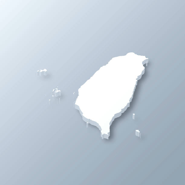 Taiwan 3D Map on gray background 3D map of Taiwan isolated on a blank and gray background, with a dropshadow. Vector Illustration (EPS10, well layered and grouped). Easy to edit, manipulate, resize or colorize. taiwan stock illustrations