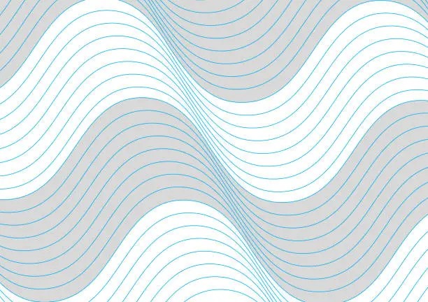 Vector illustration of Pattern of blue waves lines on gray and white background