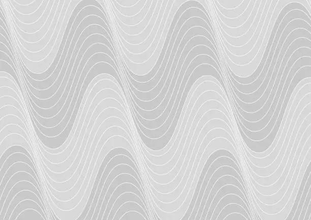 Vector illustration of Pattern of white waves lines on gray background