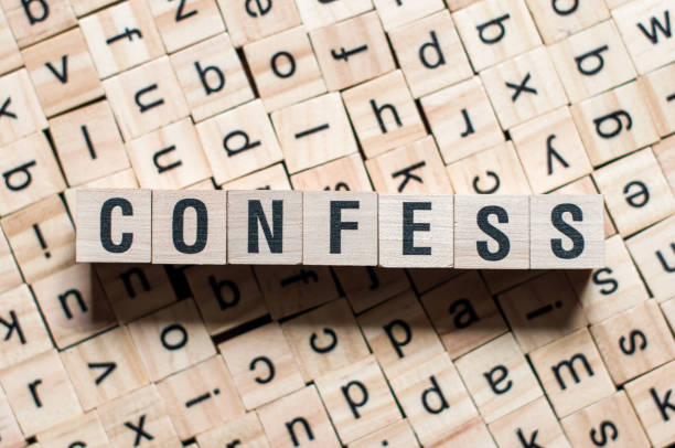 la palabra de confess sobre el concepto de bloques de construcción - confession booth fotografías e imágenes de stock