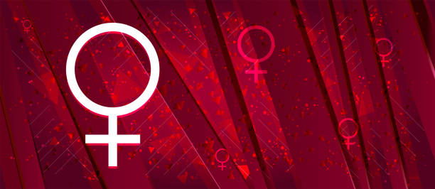 istock Female symbol icon Abstract design bright red banner background 1171884925