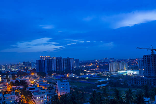 A long exposure shot of Bangalore City taken during night.
