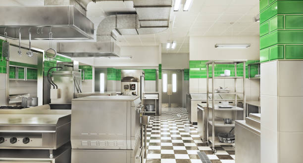 istock Restaurant equipment. Modern industrial kitchen. 3d illustration 1171888564