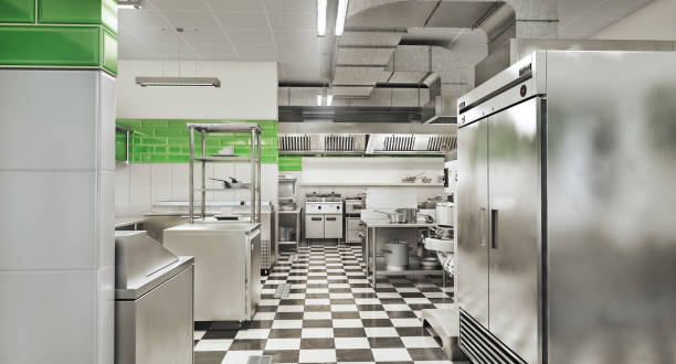 istock Restaurant equipment. Modern industrial kitchen. 3d illustration 1171888667