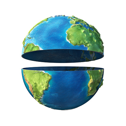 Eco concept. Divided planet on two half. 3d illustration