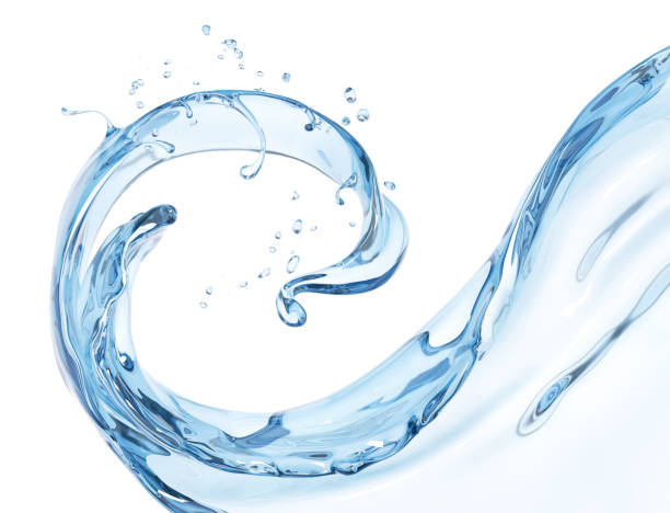 Splash of water, drink illustration, abstract swirl background, 3d rendering