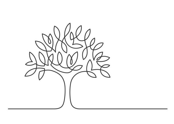 illustrations, cliparts, dessins animés et icônes de arbre une ligne nouvelle 2 - canadian culture leaf symbol nature