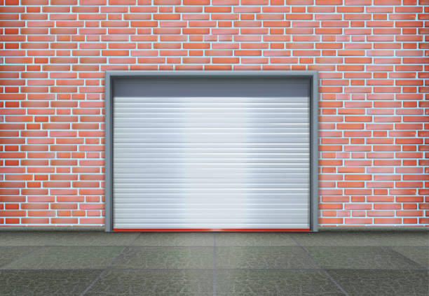 istock Entrance to the garage. Brick wall. Vector illustration. 1171890781