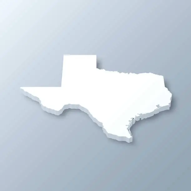 Vector illustration of Texas 3D Map on gray background
