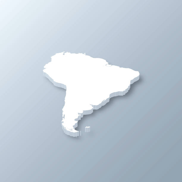 ilustrações, clipart, desenhos animados e ícones de mapa de ámérica do sul 3d no fundo cinzento - mapa brazil 3d