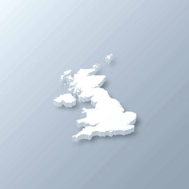 United Kingdom 3D Map on gray background 3D map of United Kingdom isolated on a blank and gray background, with a dropshadow. Vector Illustration (EPS10, well layered and grouped). Easy to edit, manipulate, resize or colorize. usa england stock illustrations