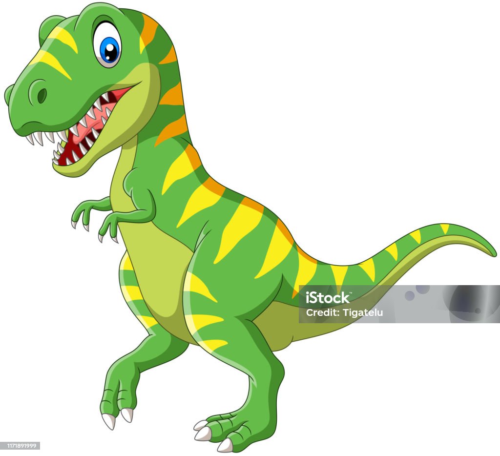 Ilustración de Dinosaurio Verde De Dibujos Animados Sobre Fondo Blanco y  más Vectores Libres de Derechos de Tiranosaurio - iStock