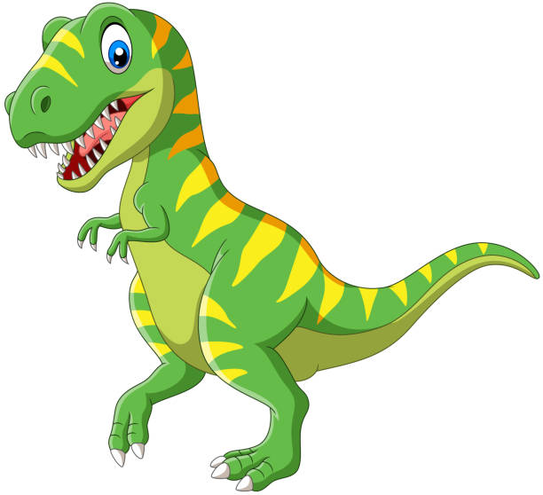 Cartoon Green Dinosaur On White Background Stock Illustration - Download  Image Now - Tyrannosaurus Rex, Dinosaur, Cartoon - iStock