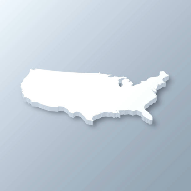 USA 3D Map on gray background 3D map of USA isolated on a blank and gray background, with a dropshadow. Vector Illustration (EPS10, well layered and grouped). Easy to edit, manipulate, resize or colorize. american culture stock illustrations
