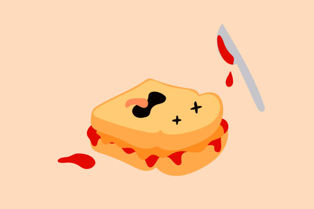ilustrações de stock, clip art, desenhos animados e ícones de funny peanut butter and jelly sandwich illustration - comida torrada ilustrações