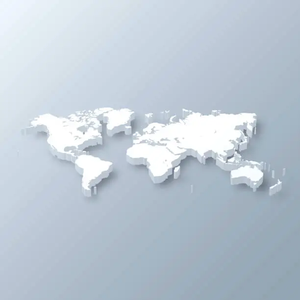 Vector illustration of World 3D Map on gray background