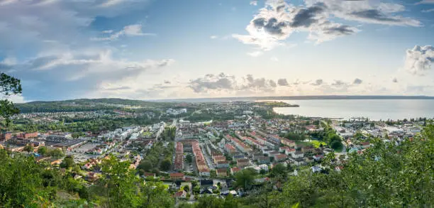 The City of Jonkoping from Huskvarna  lookout in Sweden