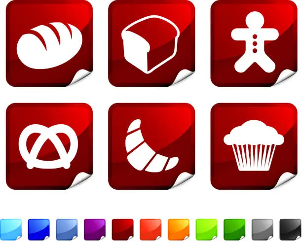 Vector illustration of Types of bread royalty free vector icon set