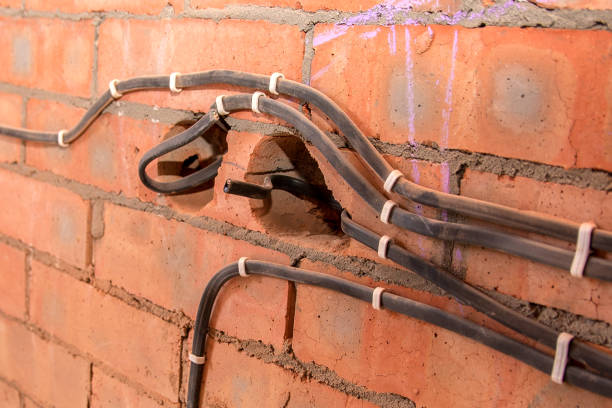 istock wiring in the house under construction, wiring for electrical outlets 1171898702