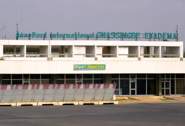 Lomé-Tokoin International Airport - passenger terminal, Lomé, Togo Lomé, Togo: airport terminal - Lomé–Tokoin International Airport - Gnassingbé Eyadéma International Airport (IATA: LFWICAO: DXXX) london fashion week stock pictures, royalty-free photos & images