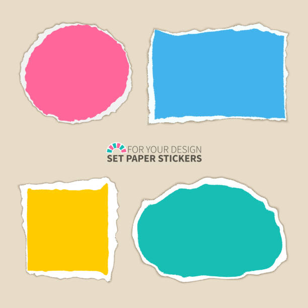 Paper scraps with teared edges. Torn paper banner with space for text. Design template for infographics, website layout. Vector realistic illustration. Set of colored paper scraps with teared edges. Torn paper banners with space for text. Design template for infographics, website layout. Vector realistic illustration. teared stock illustrations
