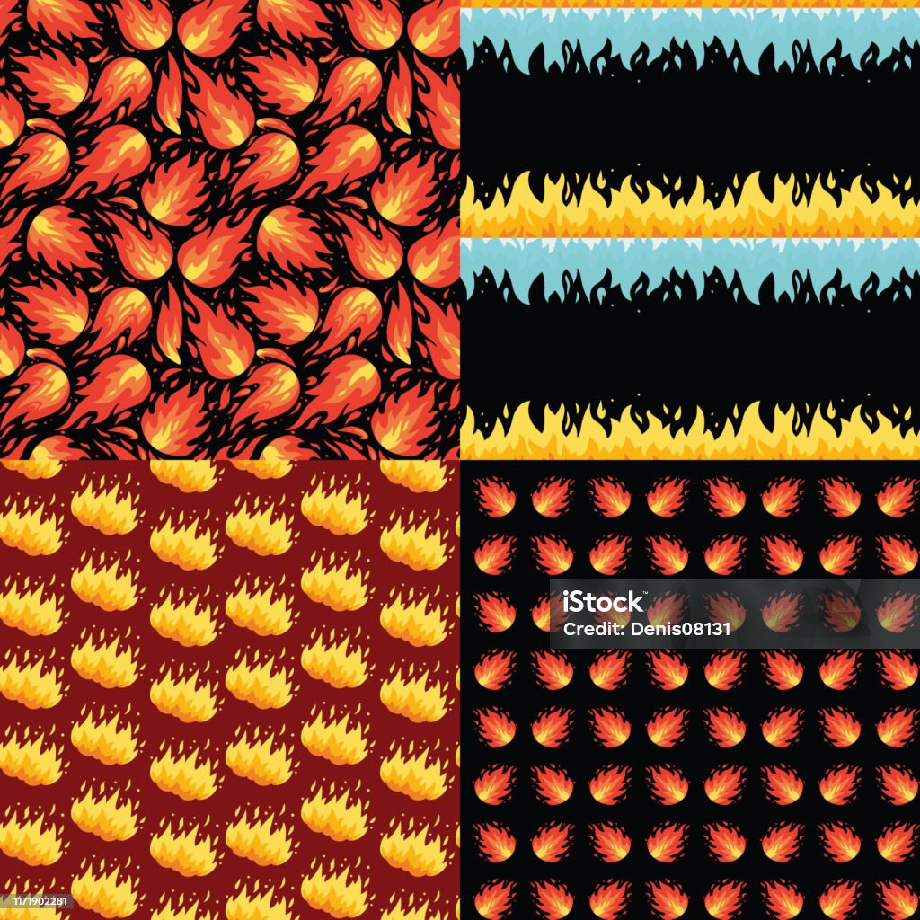 Pattern For Background Fire Flame Seamless Pattern Set Vector Fire Background Stock Illustration ...