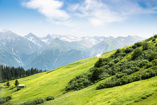 Mountain Range In Austrian Alps In Summer