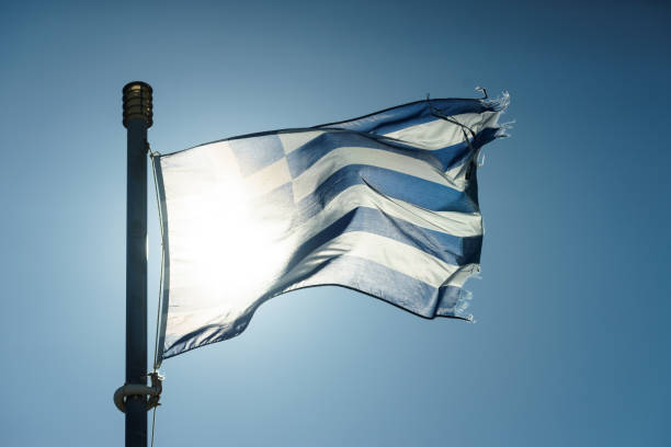 istock Greek flag waving o wind. 1171903777