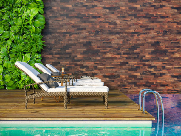 istock Indoor Poolside with Wooden Wall 1171904177