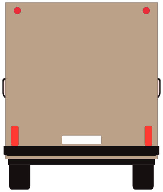 commercial delivery van, cargo truck isoliert auf weiß. vektor-illustration - truck semi truck vehicle trailer rear view stock-grafiken, -clipart, -cartoons und -symbole