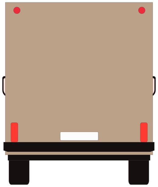 商業配達バン、貨物トラックは白で隔離された。ベクトルイラスト - truck semi truck vehicle trailer rear view点のイラスト素材／クリップアート素材／マンガ素材／アイコン素材