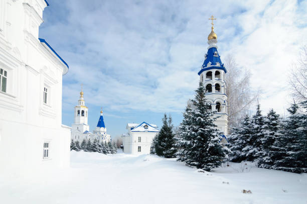 Small bell tower in Zilantov the Holy Dormition monastery, Kazan, Russia.