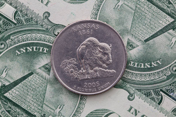 istock A quarter of Kansas on US dollar bills. 1171909168
