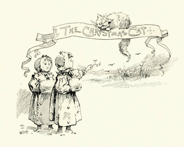 istock Children and the christmas cat, Victorian, 19th Century 1171910154