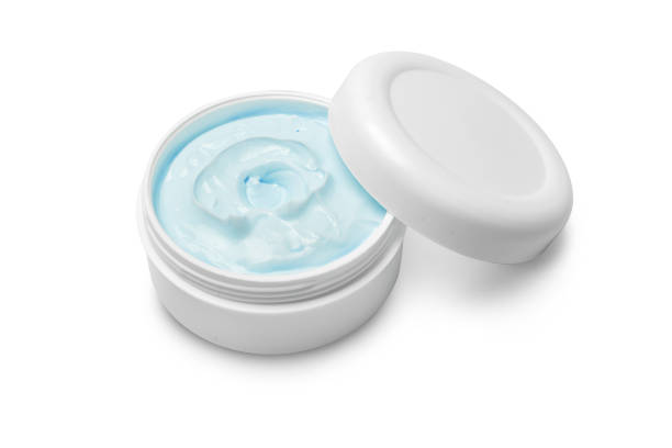 Cosmetic cream in plastic container isolated on white background,i ncluded clipping path.