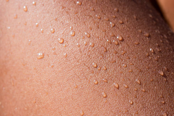 Water drops on a leg Macro shot of water drops on a woman's leg drenched stock pictures, royalty-free photos & images