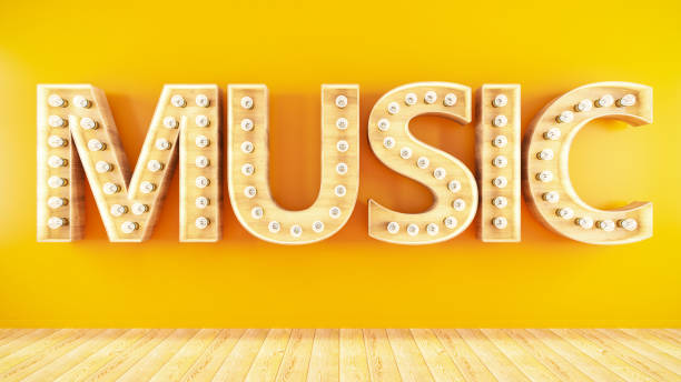 istock Music Light Bulb Sign on Yellow Wall 1171913626