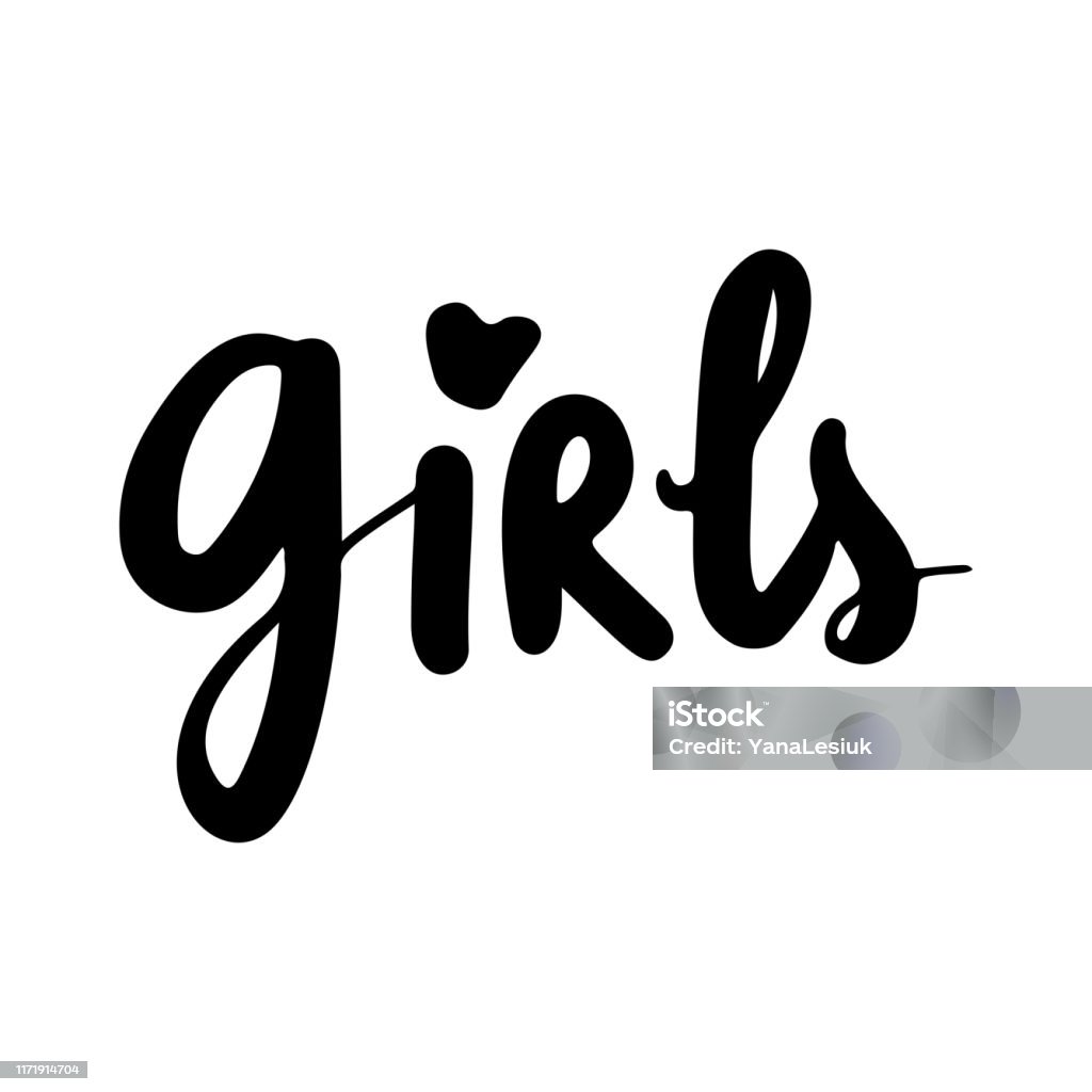 Gurls Lettering Girls Vector Hand Drawn Lettering Phrase Stock Illustration - Download ...
