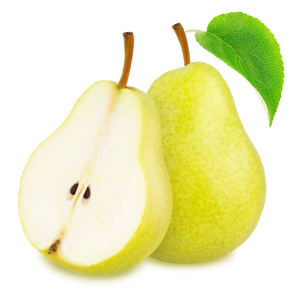 istock Composition with whole and cutted yellow pears isolated on a white background. 1171920194