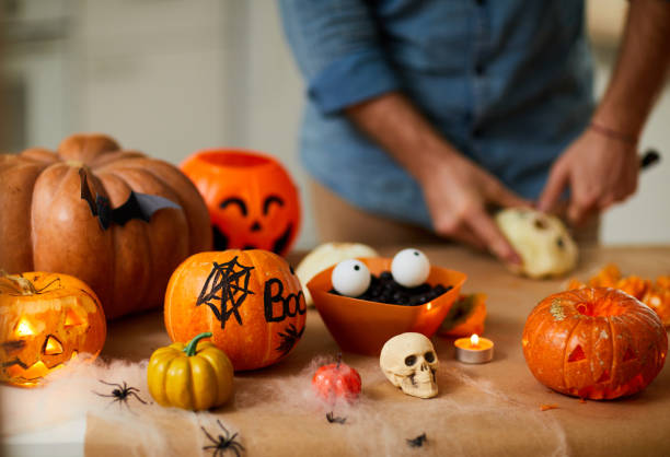 istock Beautiful pumpkin lanterns for holiday 1171921937