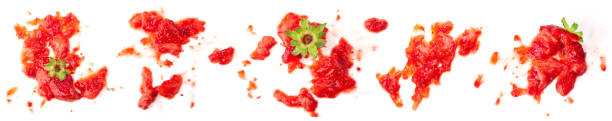 Smashed strawberry isolated on white Smashed strawberry isolated on white strawberry crush stock pictures, royalty-free photos & images